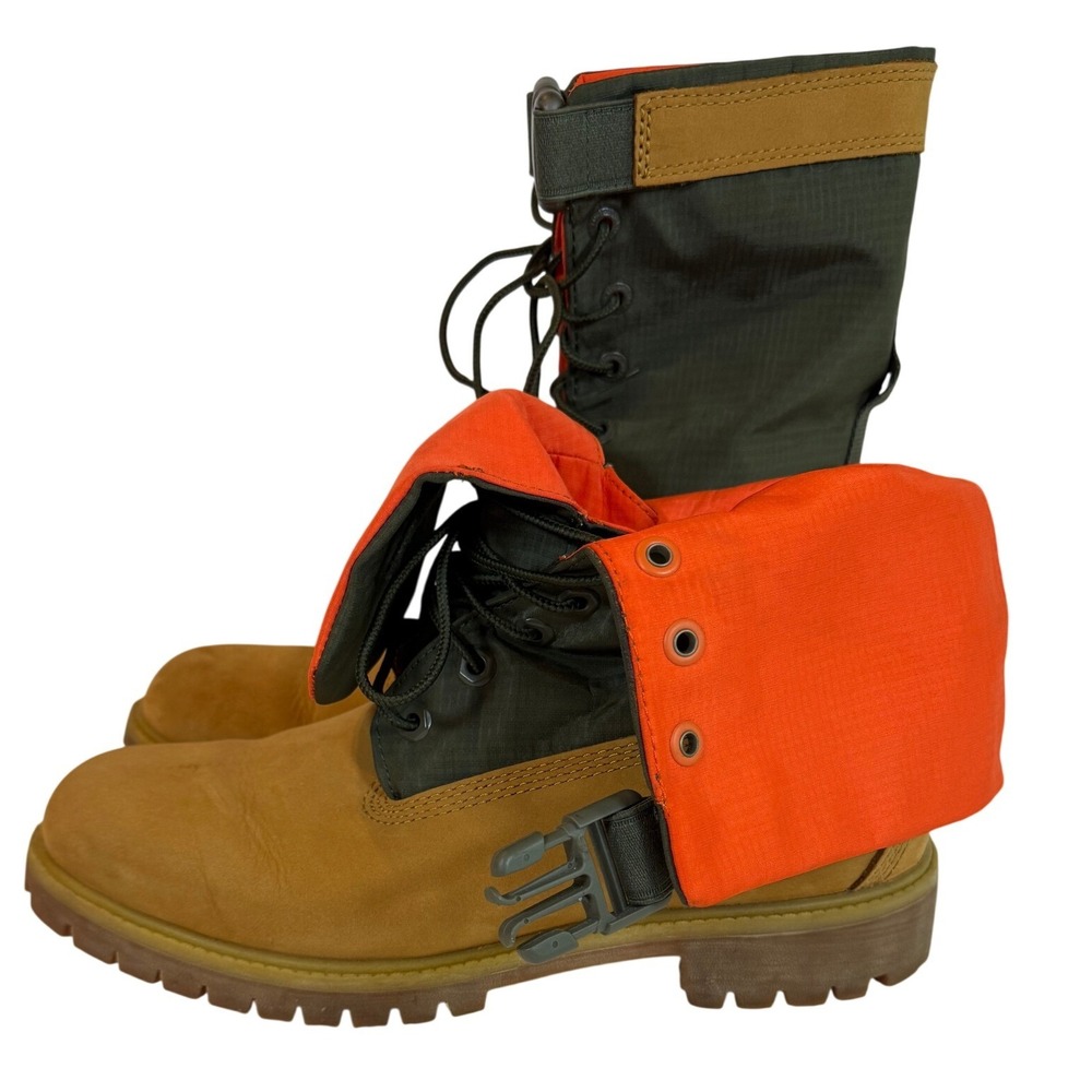 Timberland 8-Inch Premium Waterproof Boots Wheat Olive Green Orange Mens 9.5 - Picture 8 of 8